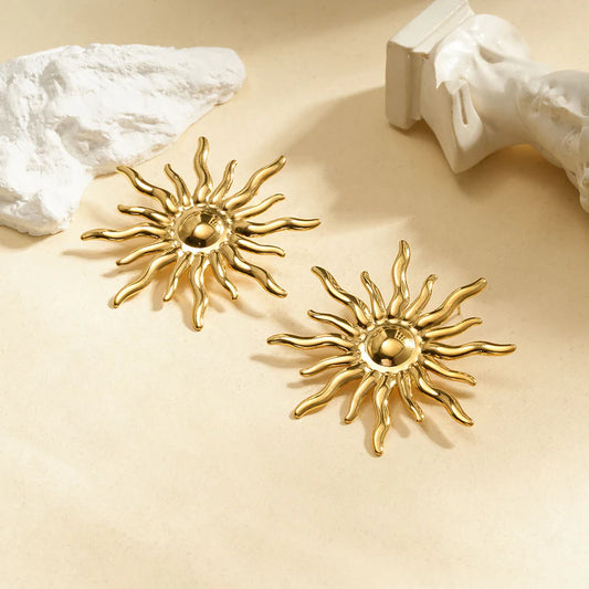 Boucles d’oreilles dorée soleil avec rayons